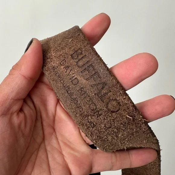 WESTERN BROWN LEATHER METAL BUCKLE BELT By Buffalo David Bitton Cowboy Size/S - Picture 7 of 8